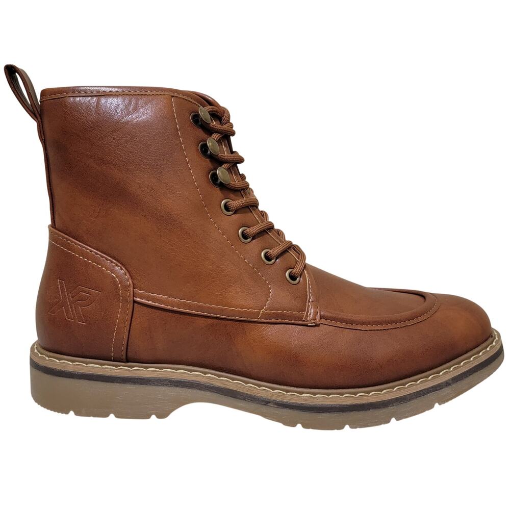 XRAY Men Kevin Lace Up Combat Ankle Boots Size US 9M Cognac Brown Faux Leather - Picture 2 of 5